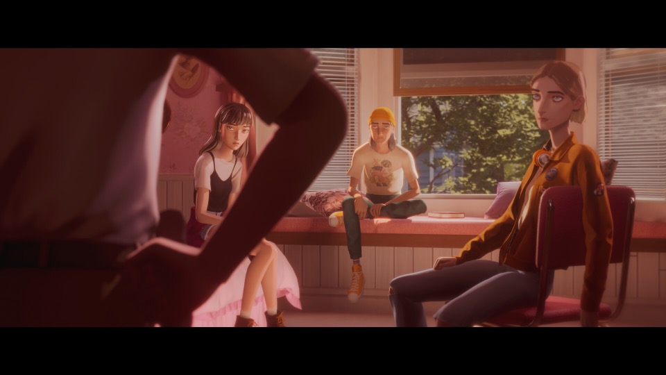 A bedroom conversation scene with the Mixtape cast